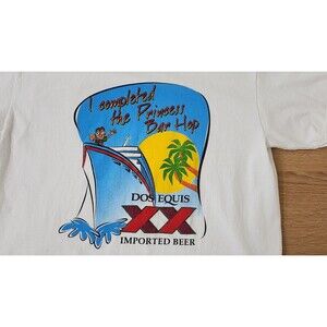 Vintage Dos Equis Beer Alcohol Bottle Parody Funny Drink Tee Large 90s Print